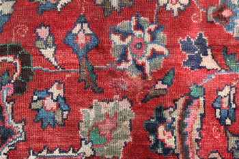 Large Traditional Red Antique Wool Handmade Oriental Rug 288 X 395 cm floral patterns close-up www.homelooks.com