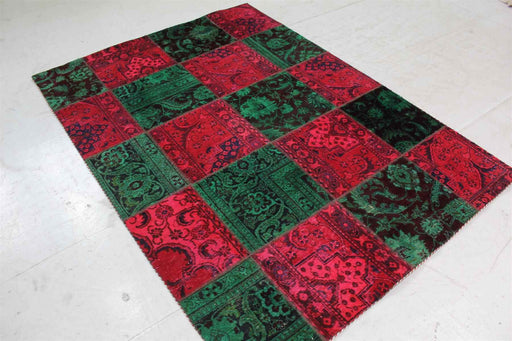 Traditional Antique Green & Red Wool Handmade Oriental Rug 145 X 200 cm over-view homelooks.com