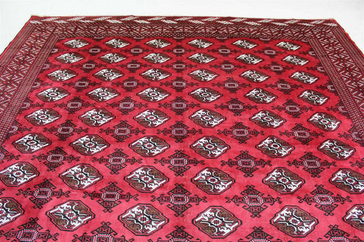 Beautiful Red Geometric style Traditional Vintage Handmade Oriental Rug 295 X 360 cm top view homelooks.com
