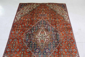 Lovely Traditional Handmade Orange Antique Oriental Wool Rug 140 X 225 cm top view www.homelooks.com 