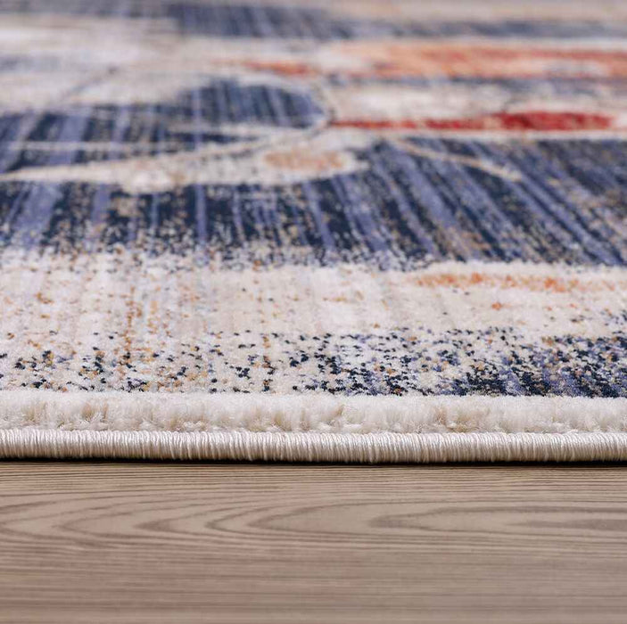 Sienna 8701 Contemporary Navy Brown Rug pile height homelooks.com