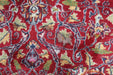 Large Traditional Antique Medallion Red Handmade Wool Rug 280cm x 374cm floral pattern close-up www.homelooks.com