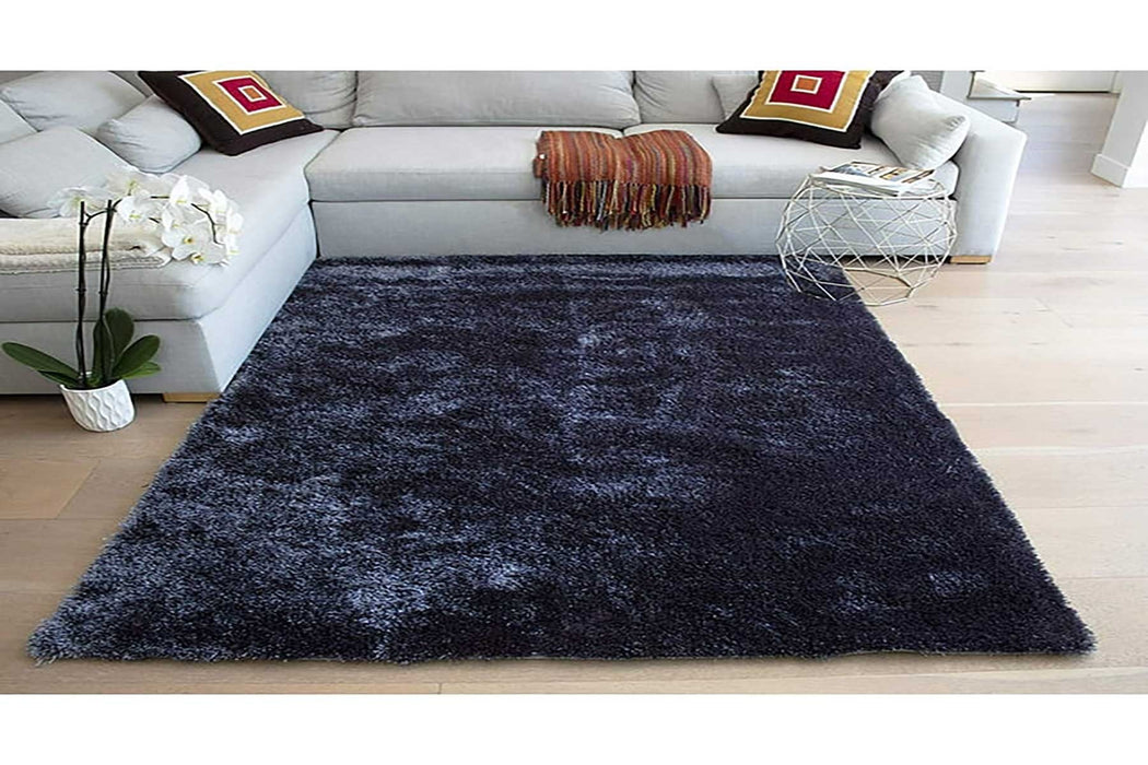 Fluffy Soft Shaggy Blue Rug in living room www.homelooks.com