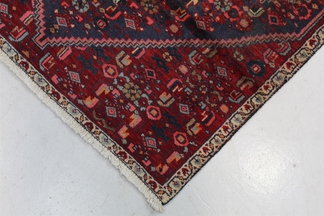 Classic Navy & Red Medallion Traditional Vintage Handmade Wool Rug 100 X 170 cm corner view homelooks.com