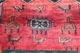 Delightful Vivid Red Geometric Traditional handmade Vintage rug 93 X 185 cm medallion overview www.homelooks.com