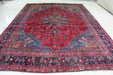 Attractive Traditional Vintage Red Medallion Handmade Wool Rug 285 X 385cm full length bottom view homelooks.com