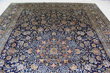 Lovely Traditional Vintage Navy Blue Handmade Oriental Wool Rug 312 X 435 cm homelooks.com 3