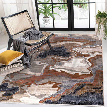 Selin 0452 Abstract Ivory Silver Area Rug homelooks.com 8