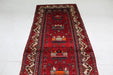 Beautiful Traditional Vintage Red Geometric Handmade Wool Runner 104cm x 306cm Homelooks.com