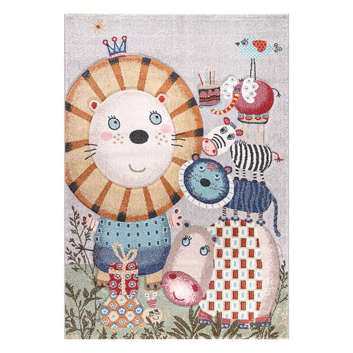 Funny Kids Happy Animals Cream Taupe Rug top-view www.homelooks.com