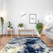 Ritz Abstract Modern Rug Gold & Navy (V2) minimalistic space www.homelooks.com
