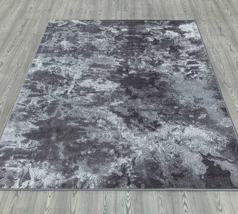 Ritz Abstract Modern Rug Silver & Grey (V2) on wooden floor www.homelooks.com