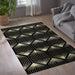 Ritz Geometric Contemporary Rug Gold & Black (V1) minimalistic space homelooks.com
