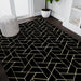 Ritz Geometric Contemporary Rug Gold & Black (V2) in living room www.homelooks.com