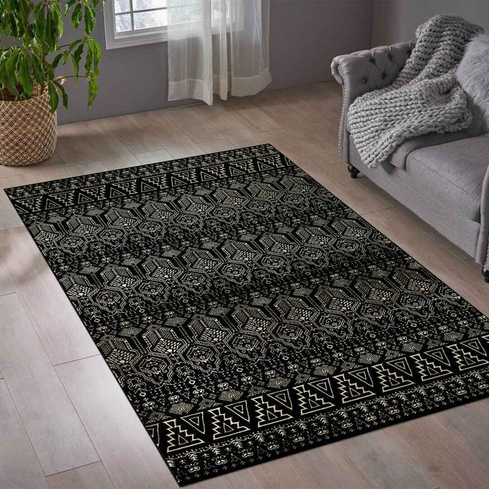 Ritz Moroccan Style Rug Gold & Black minimalistic space homelooks.com