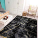 Ritz Marble Design Rug Gold & Black in bedroom homelooks.com