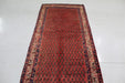Traditional Red Antique Geometric Handmade Wool Runner 106cm x 325cm top view homelooks.com