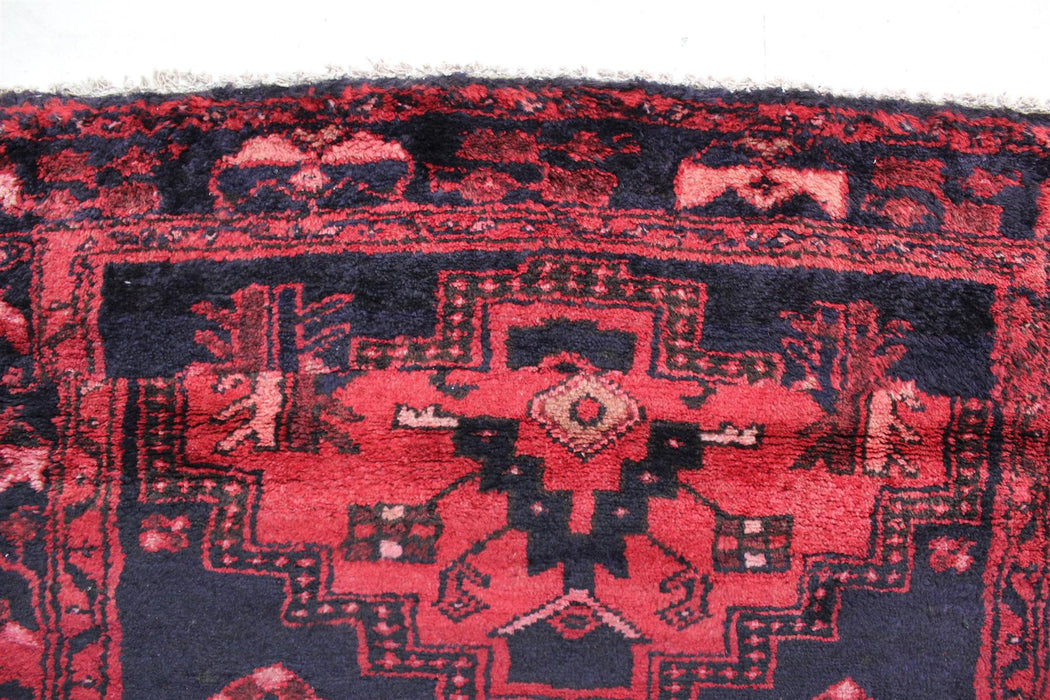 Traditional Red & Black Vintage Handmade Oriental Wool Rug 105cm x 148cm