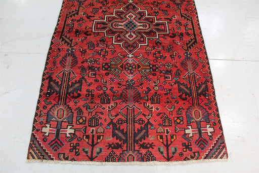 Traditional Antique Oriental Handmade Red Medallion Wool Rug 103cm x 170cm bottom view homelooks.com