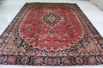 Traditional Antique Large Red Medallion Handmade Wool Rug 263 X 360 cm www.homelooks.com 