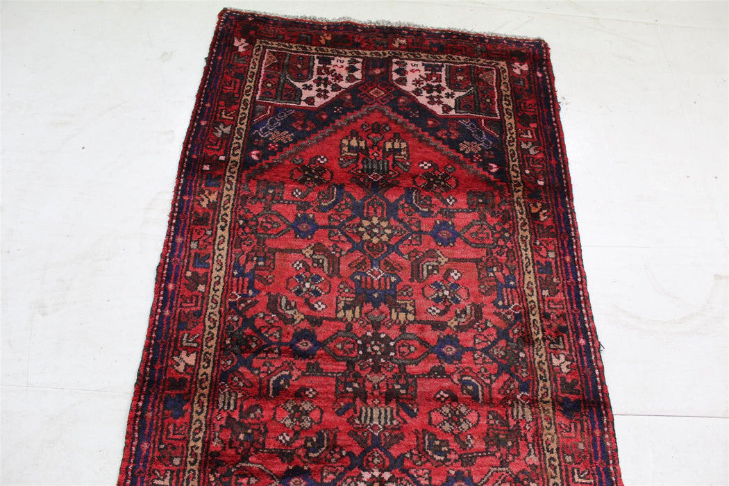 Traditional Vintage Red Oriental Handmade Wool Rug 97cm x 208cm