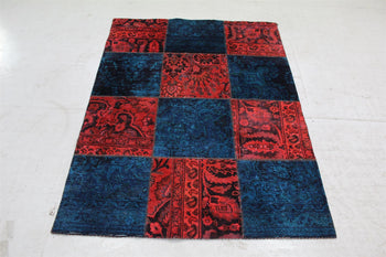 Traditional Vintage Patchwork Design Wool Handmade Rug 118 X 158 cm homelooks.com 