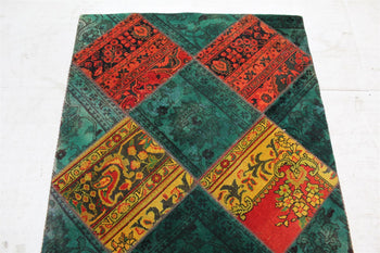 Traditional Vintage Multi Patchwork Handmade Oriental Rug 110 X 170 cm homelooks.com 3