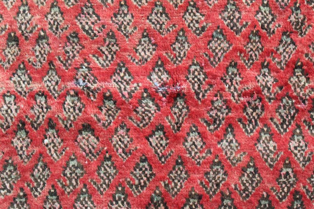 Traditional Red Antique Geometric Handmade Wool Runner 106cm x 325cm