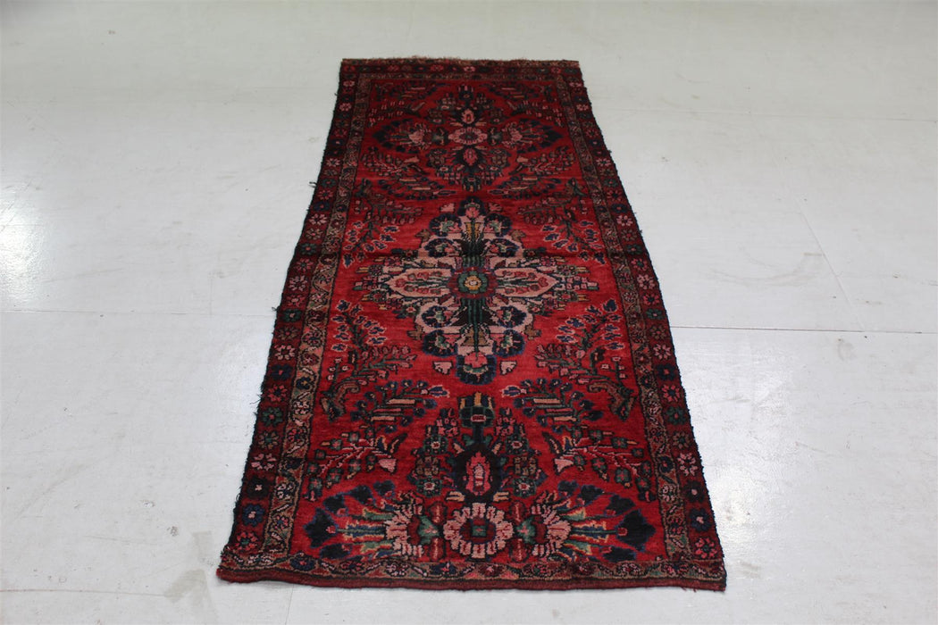 Traditional Vintage Floral Handmade Oriental Wool Runner 93cm x 238cm