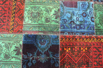 Traditional Antique Patchwork Multi Coloured Handmade Rug 150 X 200 cm homelooks.com 6