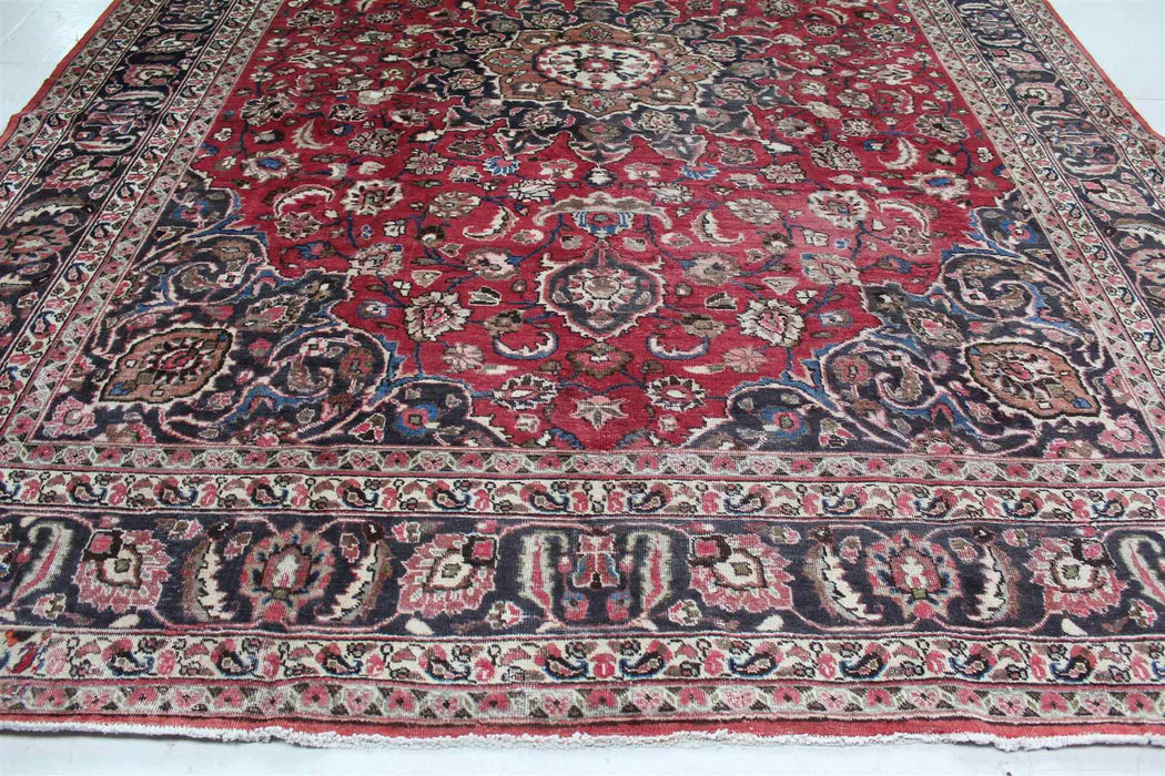 Large Traditional Vintage Handmade Oriental Red Wool Rug 307cm x 385cm bottom view www.homelooks.com