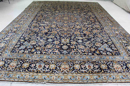Lovely Traditional Vintage Navy Blue Handmade Oriental Wool Rug 312 X 435 cm www.homelooks.com