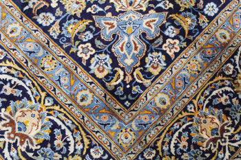 Lovely Traditional Vintage Navy Blue Handmade Oriental Wool Rug 312 X 435 cm homelooks.com 10