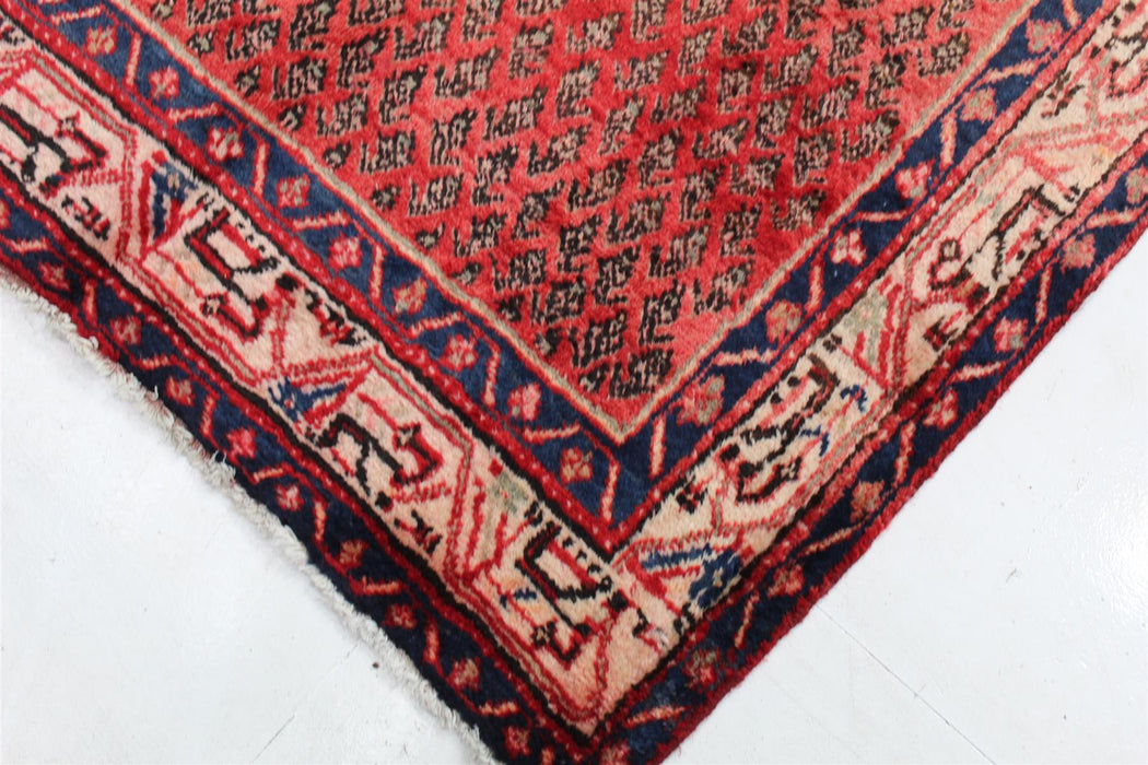 Traditional Red Antique Geometric Handmade Wool Runner 106cm x 325cm