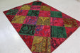 Beautiful Multi Coloured Patchwork Traditional Handmade Rug 170 X 230 cm side view www.homelooks.com