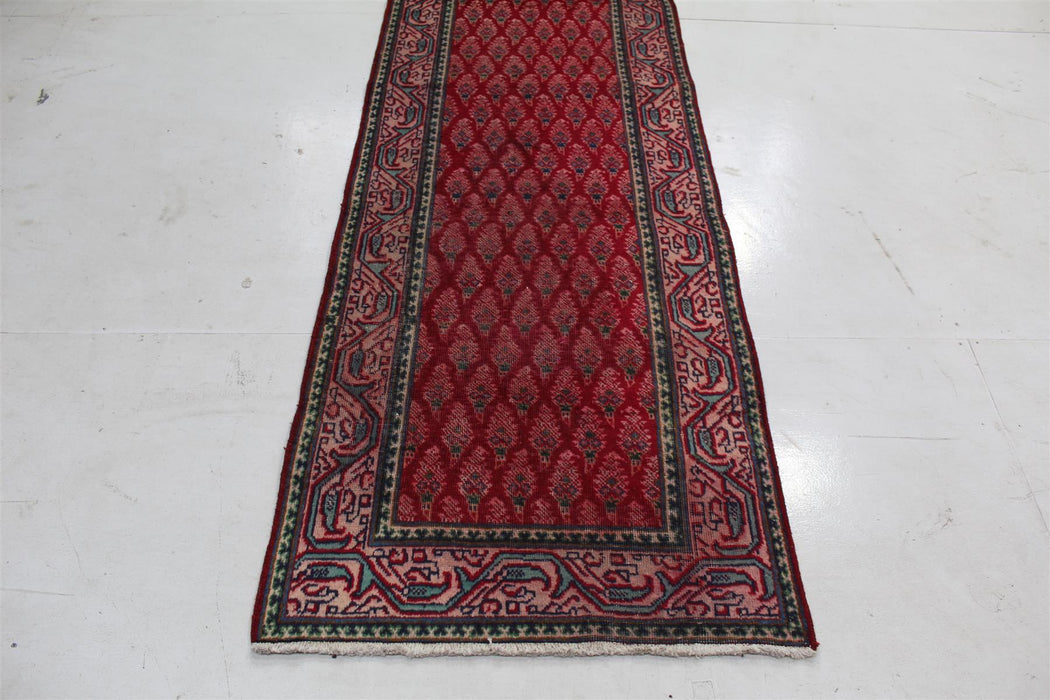 Traditional Vintage Red Botemir Design Handmade Wool Runner 86cm x 387cm