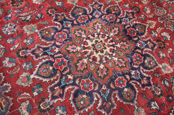 Large Traditional Red Antique Wool Handmade Oriental Rug 288 X 395 cm medallion over-view www.homelooks.com