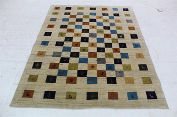 Unique Traditional Vintage Multi Coloured Wool Handmade Rug 150 X 195 cm homelooks.com 