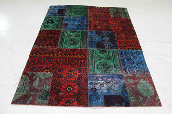 Traditional Antique Patchwork Multi Coloured Handmade Rug 150 X 200 cm homelooks.com 