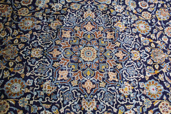Lovely Traditional Vintage Navy Blue Handmade Oriental Wool Rug 312 X 435 cm homelooks.com 5