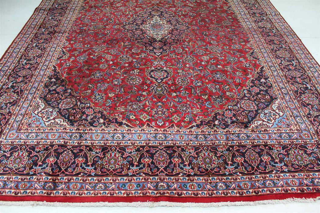 Classic Traditional Vintage Red Medallion Handmade Oriental Wool Rug bottom view www.homelooks.com