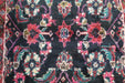 Traditional Vintage Black & Red Floral Handmade Wool Runner 95cm x 285cm floral motif homelooks.com