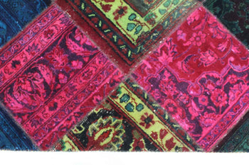 Stunning 112 X 170 cm Traditional Multi Coloured Patchwork Handmade Rug homelooks.com 7