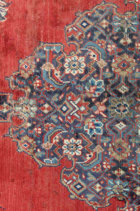Lovely Traditional Red Vintage Handmade Oriental Wool Rug 188cm x 325cm worn out details www.homelooks.com