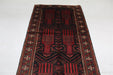 Lovely Traditional Antique Red & Black Handmade Wool Runner 118cm x 290cm top view www.homelooks.com