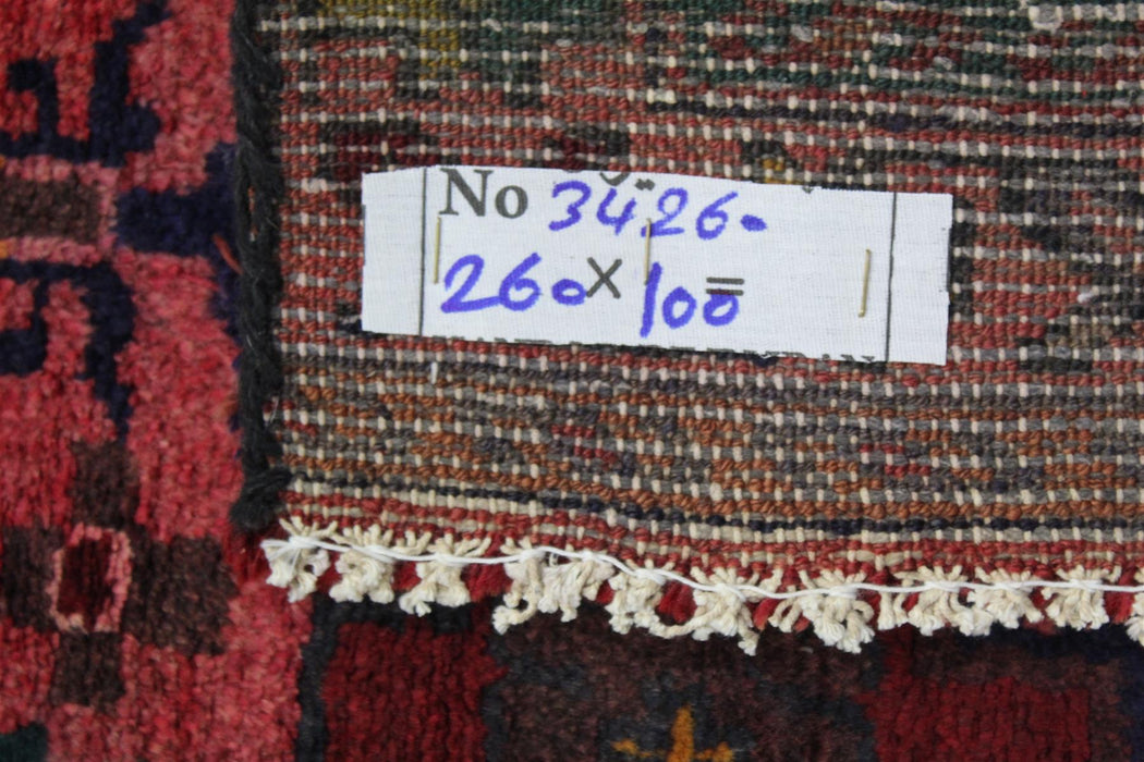 Traditional Antique Multi Medallion Handmade Red Wool Rug 100cm x 260cm