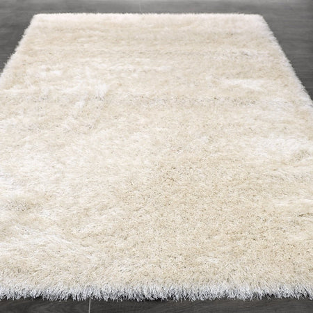 Lily Shimmer Cream Shaggy Rug over-view www.homelooks.com