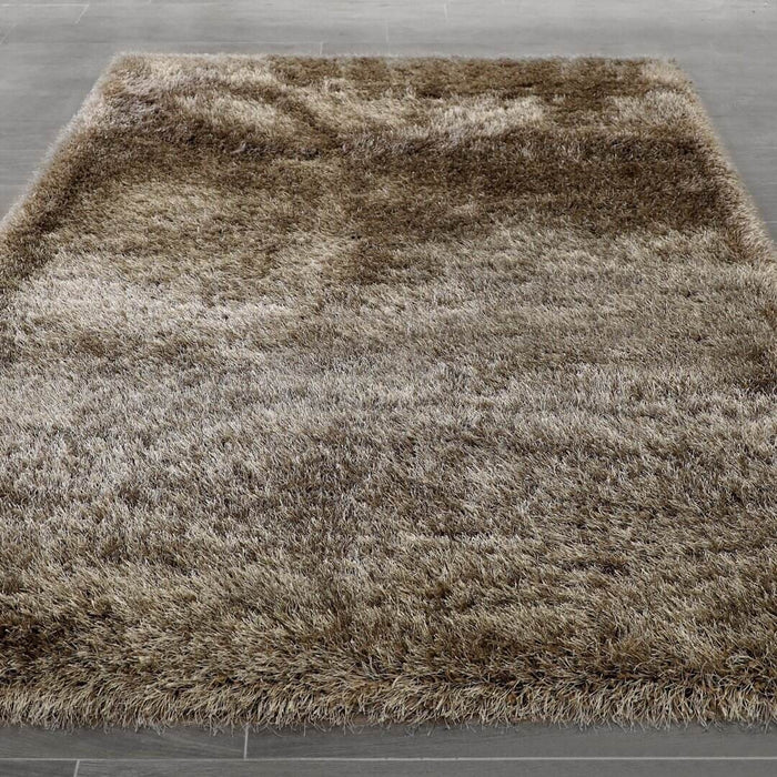 Lily Shimmer Taupe Shaggy Rug over-view www.homelooks.com