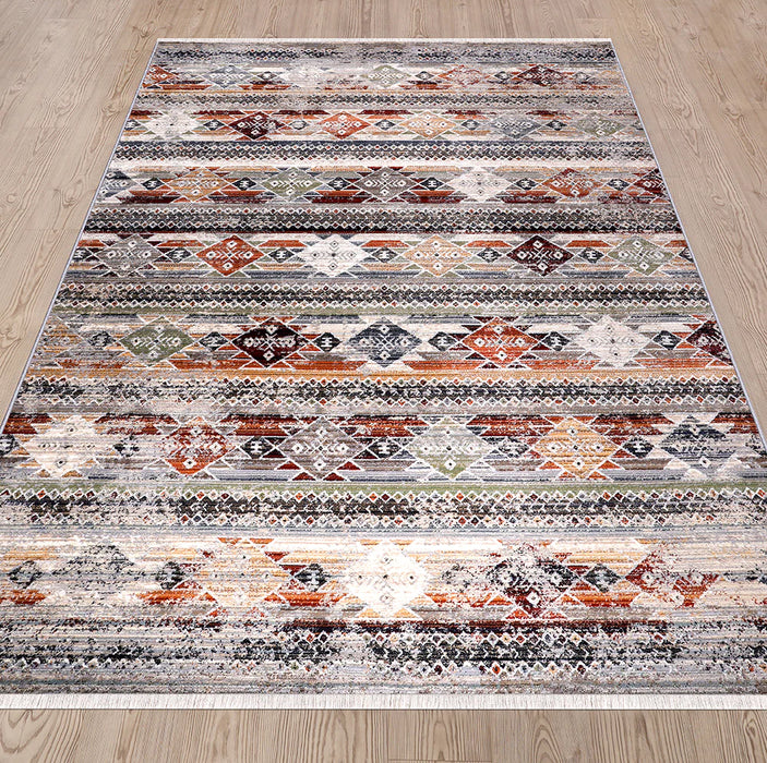 Sienna Moroccan Silver Ivory Rug wooden floor homelooks.com