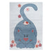 Funny Kids Loving Cat Blue Navy Rug top-view www.homelooks.com